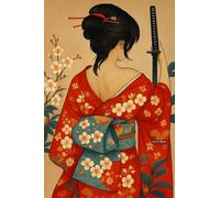 BACK TO VINTAGE Woman in Kimono - A5 A4 A3 Japanese Culture Poster Format with Traditional Motifs and Illustrations for Wall Decoration (A5 (210x148mm), High-resolution paper)