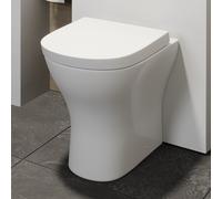 Affine® Arles Modern Bathroom Cloakroom Back to Wall BTW Toilet Space Saving WC Toilets, Soft Close Top Fix Seat, D Shape Pan, Ceramic, White Gloss