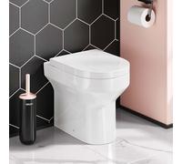 Back to Wall Rimless Bathroom Toilet Pan with Quick Release Hinge Soft Close Heavy Duty D Shaped Seat