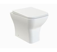 Balterley Square Back to Wall Toilet Pan & Soft Close Seat, Rimless Back to Wall Toilet Unit, Space Saving Toilets for Bathroom, BTW Toilets for Bathrooms - 365mm x 500mm x 410mm (White)