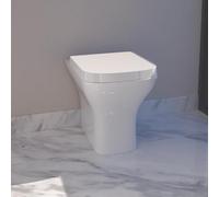 Back to Wall Toilet Square BTW Modern Bathroom WC Pan & Soft Close Seat White