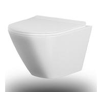 Back to Wall Toilets, Wall Hung WC Toilet, Soft Close Seat, Rimless Pan for Small Bathrooms, No Included Toilet Concealed Cistern, 18.9”D x 14.2”W x14.7” H,Findepot