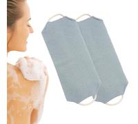 Back Towel For Shower, 2X Body Scrubber Exfoliator Washer Towel With Handles, 18 X 8 Inches Fast Drying Nylon Stretchable Pull Strap Wash Cloth To Deep Clean Your Skin For Men & Women
