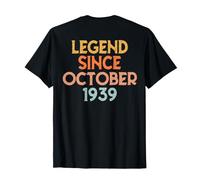(Back) Vintage 1939 Women 87 Year Old October 87th Birthday T-Shirt
