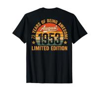 (Back) Vintage 1953 Women 73 Year Old August 73rd Birthday T-Shirt