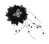 Back Volume Hair Accessory High Cap Bone Design Pin Peony Feather Tassel Claw Hairpin Sturdy Clip for Voluminous Hairstyles Women Black 13cm