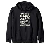 Back When Cars had Balls Vintage Muscle Car With Humorous Zip Hoodie