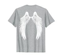 Back White Angel Wings T-Shirt, Men, Heather Grey, Medium