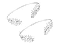 Back-Worn Leaf Metal Headband, Adjustable Gold Leaf Goddess Crown Headpiece of Wear, for Proms, Cosplay (Sliver*2)