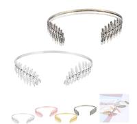 Back-Worn Leaf Metal Headband, Fashion Gold Leaf Back-Worn Goddess Headpieces, Goddess Headpiece for Back-of-Head Wear - Perfect for Weddings (Silver+Copper)