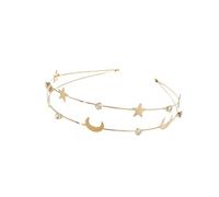 Back-Worn Leaf Metal Headband for Women - Delicate Gold Leaf Bridal Tiara, Goddess Wedding Hair Accessory for Back of Head, Bridal Showers, Prom, Cosplay (A15, One Size)