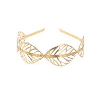 Back-Worn Leaf Metal Headband for Women - Delicate Gold Leaf Bridal Tiara, Goddess Wedding Hair Accessory for Back of Head, Bridal Showers, Prom, Cosplay (A10, One Size)