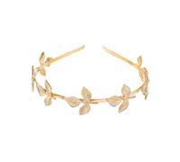 Back-Worn Leaf Metal Headband for Women - Delicate Gold Leaf Bridal Tiara, Goddess Wedding Hair Accessory for Back of Head, Bridal Showers, Prom, Cosplay (A11, One Size)