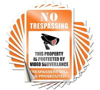 Back Yard Decorations Decal Durable Window | No Trespassing - This Property is Protected By Video Surveillance Western Self Adhesive Sticker for Checkered DIY(12X18CM)