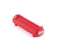 Back2Fun - Flat School Pencil Case, One Compartment School Case, Soft Silicone Pencil Case, Zipper Closure, Embossed Animal Design, Fun School Supplies for Back to School, red, 210 x 50 x 60 mm, owl