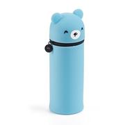 Back2Fun - Pencil Case, School Pencil Case, Expandable School Case, Soft Texture Silicone Pencil Case, Zipper Closure, Bear, 2-in-1 Convertible School Pencil Case