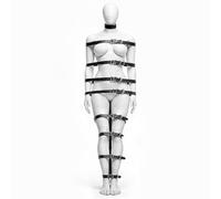 Backbone Full Body Harness Adjustable Vegan Leather Restraint Harness with 16 D-Rings