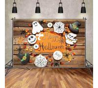 Backdrop Baby Happy Halloween Print Wall Decorations Backdrop Party Background Party Photo Booth Background Custom Wood Board Planks Hat Spider Eye Prop