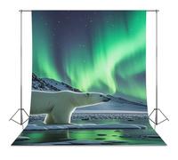 Backdrop Background 56"x118" for Photography, High Density Polyester Fabric Background Banner Seamless Photo Booth Prop Backdrop for Birthday Party Decor Polar Bears Northern Lights Photoshoot Banner