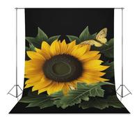 Backdrop Background 56"x118" for Photography, High Density Polyester Fabric Background Banner Seamless Photo Booth Prop Backdrop for Birthday Party Decor Weed with Sunflower Photoshoot Banner Props