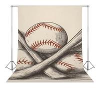 Backdrop Background 56"x118" for Photography, High Density Polyester Fabric Background Banner Seamless Photo Booth Prop Backdrop for Birthday Party Decor Hand Drawn Baseball Bats And Ball Photoshoot B