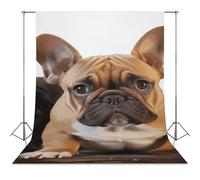 Backdrop Background 56"x118" for Photography, High Density Polyester Fabric Background Banner Seamless Photo Booth Prop Backdrop for Birthday Party Decor Cute French Bulldog Photoshoot Banner Props