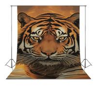 Backdrop Background 56"x118" for Photography, High Density Polyester Fabric Background Banner Seamless Photo Booth Prop Backdrop for Birthday Party Decor Rising Sun Tiger Photoshoot Banner Props
