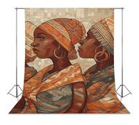 Backdrop Background 56"x118" for Photography, High Density Polyester Fabric Background Banner Seamless Photo Booth Prop Backdrop for Birthday Party Decor Africa Ethnic Pottery Photoshoot Banner Props