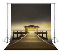 Backdrop Background 56"x118" for Photography, High Density Polyester Fabric Background Banner Seamless Photo Booth Prop Backdrop for Birthday Party Decor Pavilion on The Sea Photoshoot Banner Props