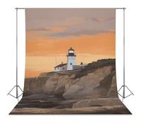 Backdrop Background 56"x118" for Photography, High Density Polyester Fabric Background Banner Seamless Photo Booth Prop Backdrop for Birthday Party Decor Lighthouse Located by The Sea Photoshoot Banne