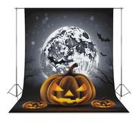 Backdrop Background 56"x79" for Photography, High Density Polyester Fabric Background Banner Seamless Photo Booth Prop Backdrop for Birthday Party Decor Halloween Moon Bat Pumpkin Photoshoot Banner Pr