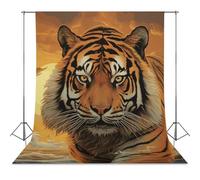 Backdrop Background 56"x79" for Photography, High Density Polyester Fabric Background Banner Seamless Photo Booth Prop Backdrop for Birthday Party Decor Rising Sun Tiger Photoshoot Banner Props