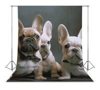 Backdrop Background 56"x79" for Photography, High Density Polyester Fabric Background Banner Seamless Photo Booth Prop Backdrop for Birthday Party Decor French Bulldog Puppies Photoshoot Banner Props