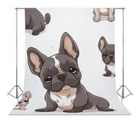 Backdrop Background 56"x79" for Photography, High Density Polyester Fabric Background Banner Seamless Photo Booth Prop Backdrop for Birthday Party Decor French Bulldog Photoshoot Banner Props