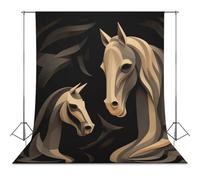 Backdrop Background 56"x79" for Photography, High Density Polyester Fabric Background Banner Seamless Photo Booth Prop Backdrop for Birthday Party Decor Wood Carving Horse Photoshoot Banner Props