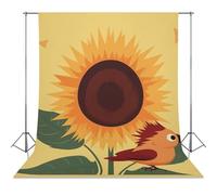 Backdrop Background 56"x79" for Photography, High Density Polyester Fabric Background Banner Seamless Photo Booth Prop Backdrop for Birthday Party Decor Cartoon Sunflower And Bird Photoshoot Banner Pr