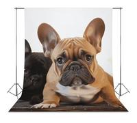 Backdrop Background 56"x79" for Photography, High Density Polyester Fabric Background Banner Seamless Photo Booth Prop Backdrop for Birthday Party Decor Cute French Bulldog Photoshoot Banner Props