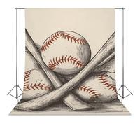 Backdrop Background 56"x98" for Photography, High Density Polyester Fabric Background Banner Seamless Photo Booth Prop Backdrop for Birthday Party Decor Hand Drawn Baseball Bats And Ball Photoshoot Ba