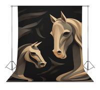 Backdrop Background 56"x98" for Photography, High Density Polyester Fabric Background Banner Seamless Photo Booth Prop Backdrop for Birthday Party Decor Wood Carving Horse Photoshoot Banner Props