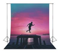Backdrop Background 56"x98" for Photography, High Density Polyester Fabric Background Banner Seamless Photo Booth Prop Backdrop for Birthday Party Decor A Person is Jumping Photoshoot Banner Props
