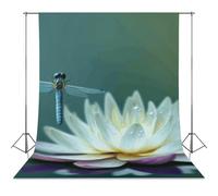 Backdrop Background 56"x98" for Photography, High Density Polyester Fabric Background Banner Seamless Photo Booth Prop Backdrop for Birthday Party Decor Dragonfly with Water Lily Photoshoot Banner Pro
