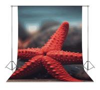 Backdrop Background 56"x98" for Photography, High Density Polyester Fabric Background Banner Seamless Photo Booth Prop Backdrop for Birthday Party Decor Little Red Starfish Photoshoot Banner Props