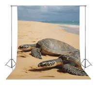 Backdrop Background 56"x98" for Photography, High Density Polyester Fabric Background Banner Seamless Photo Booth Prop Backdrop for Birthday Party Decor Turtles on The Beach Photoshoot Banner Props
