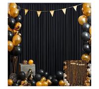 Backdrop Curtains 2 Panels Backdrop Curtains Thick Wrinkle Resistant Polyester Wedding Drapes for Birthday Photography Party Home Decoration for Parties Wedding Stage(Black,2 Panels W1.5XH3.0M)