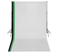 Backdrop Kit Black Aluminium Frame 75-210cm 3x3m Cotton Backdrops Green/White XL