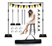 Backdrop Stand, 8x10ft Photo Studio Backdrop Support System,Adjustable Backdrops Stand for Parties, Photography, Photo Booth, Projector Screen, Movie Screen, Portraits, Streaming