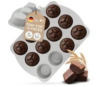Backefix Silicone Muffin Tray 12-Cup - Muffin pan Without Paper Liners, 120 ml per Cup, Extra-Thick Walls Prevent bulging, Shape-Stable Platinum Silicone, BPA- & PFAS-Free, LFGB Standard