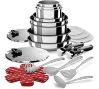 Backen 199924. 24-Piece Stainless Steel cookware Set. Includes Pans, pots, Wok, sauté pan, lids, and Removable Handles. Suitable for Induction cooktops. Dishwasher Safe. 5-Year Warranty.