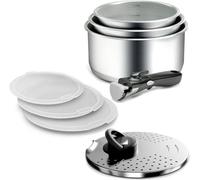 Backen 291108, Set de Casseroles 16,18,20cm, INOX, 8 Pièces, Induction,1 poignée amovible,1 Couvercle Multipositions Métal, 3 Couvercles Hermétiques, Compatible Lave-vaisselle, Garantie 5 ans.