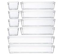 Backerysupply Clear Plastic Drawer Organizer Tray for Vanity Cabinet (Set of 10),Storage Tray for Makeup, Kitchen Utensils, Jewelries, and Gadgets